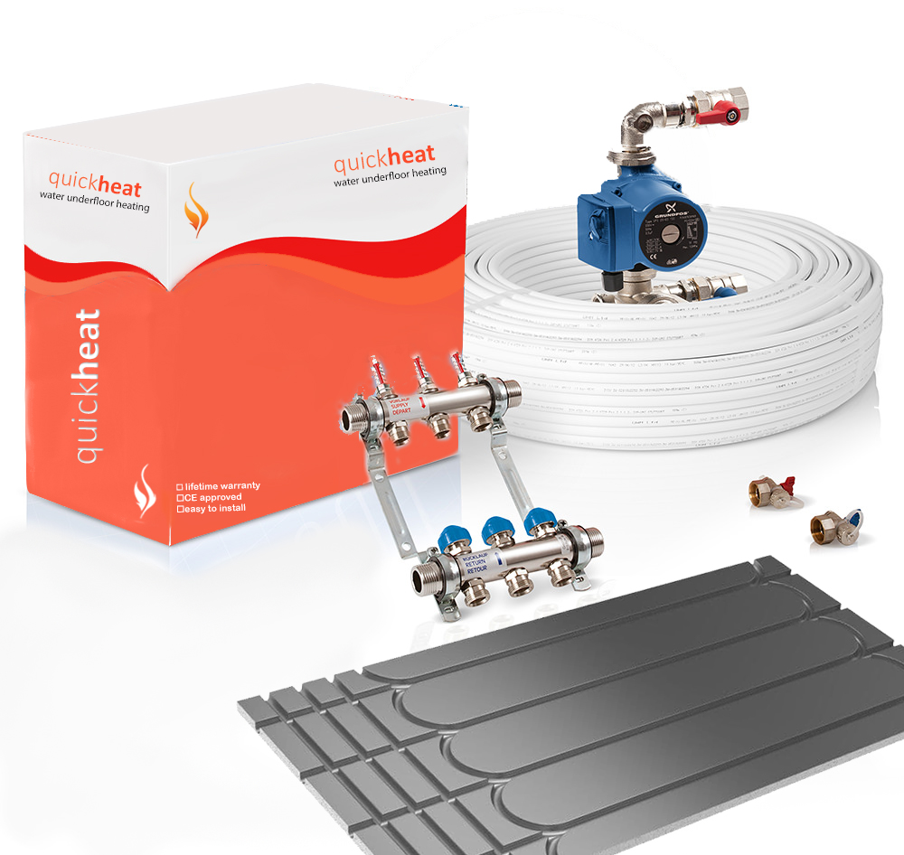 quickheat 3 port manifold with overlay panels Water Underfloor Heating Systems